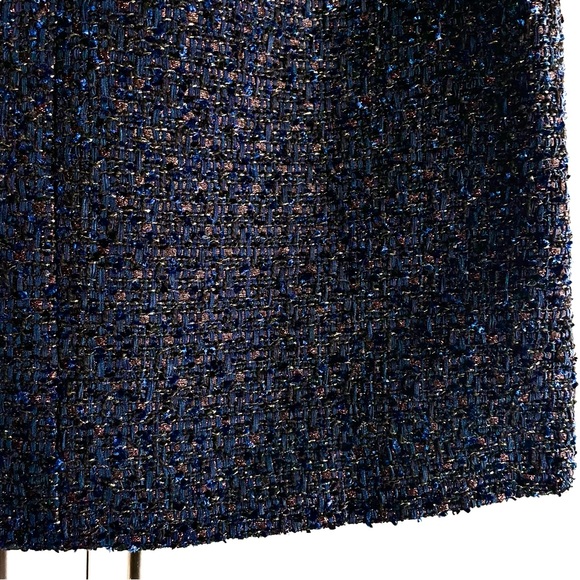 Ann Taylor Tweed Boucle Metallic A-line Mini Skirt In Navy Blue Multi Size 0 EUC - Picture 9 of 10